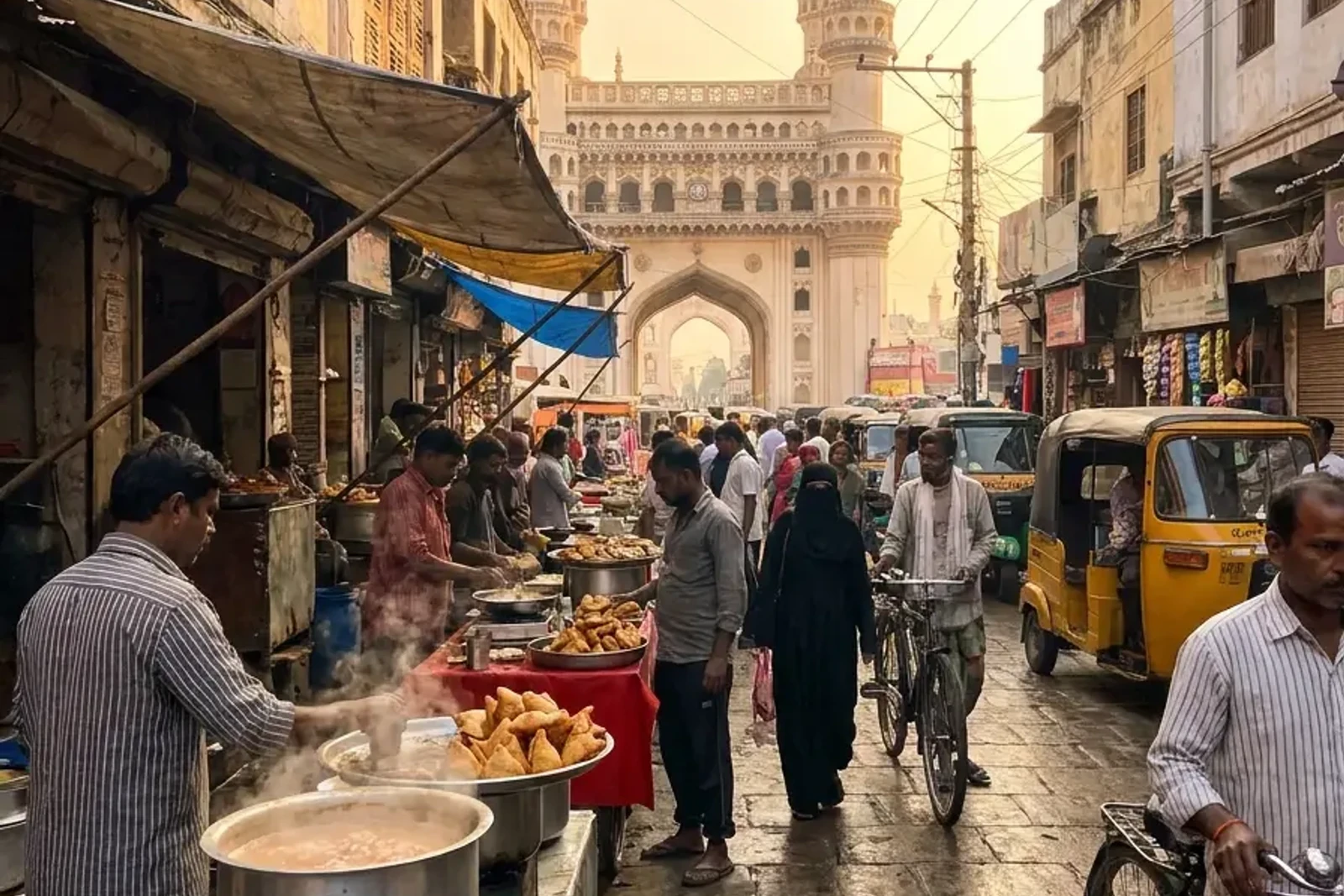 Charminar morning street food Hyderabad